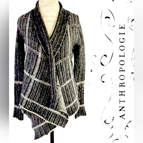 Sparrow Anthropologie Women's 100%Lamb Wool Cardigan Open Front Asym. S/M - Picture 6 of 16